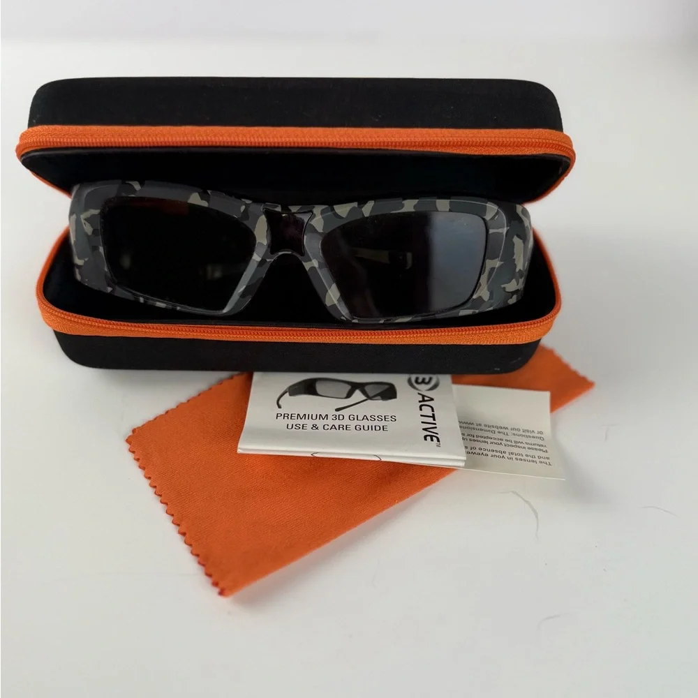 3D Active Premium 3D Glasses with Case & Cleaning Cloth – Camo Frame